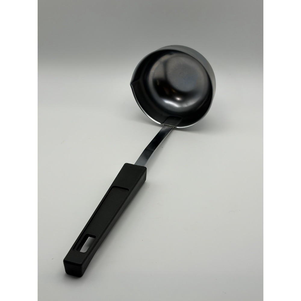 Chrome Foley Ladle VTG Kitchen Tool Utensil Black Handle
